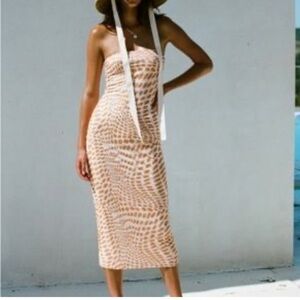 Sabo Skirt Strapless Cream and Tan Dress